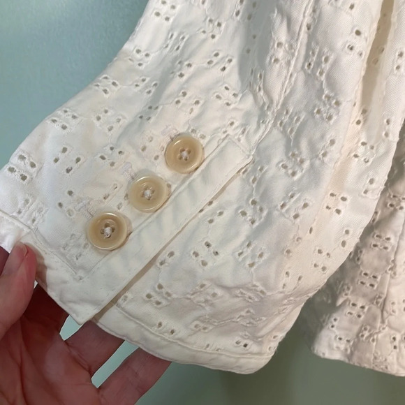 Talbots One Button Eyelet Blazer White plus size 16 - Picture 7 of 8